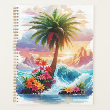 Vagues et fleurs de palmiers