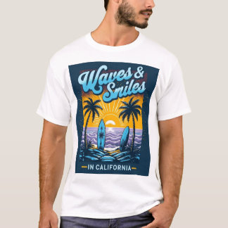 Vagues et Sourires en Californie – T-shirt de plag