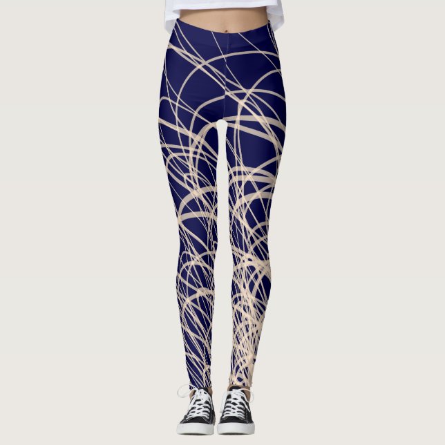 Vagues linéaires2 bleu - Leggings (Devant)