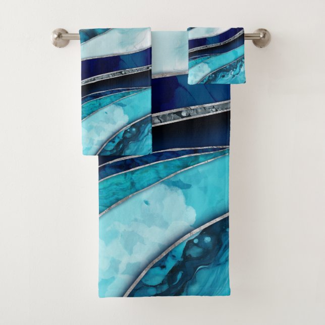 Vagues - Mixte Media Blue Abstrait (En situation)