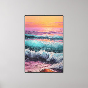 Vagues océaniques au coucher du soleil – Art mural