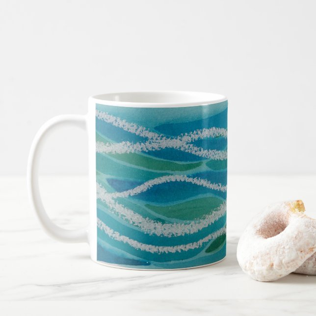 Vagues océaniques Mug Abstrait (Avec donut)