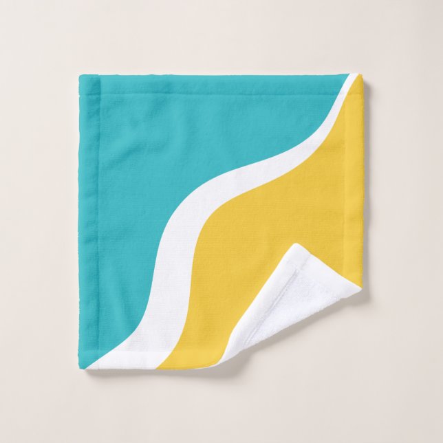 Vagues simples 3 - Turquoise et Jaune (Gant de toilette)