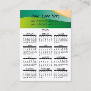 Vagues vertes de calendrier de carte de visite