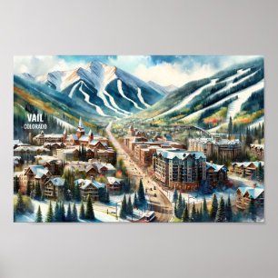 Vail Colorado Berühmte Sehenswürdigkeiten Aquarell Poster