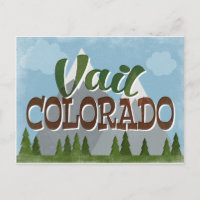 Vail Colorado Carte Postale Fun Retro Snowy Mounts