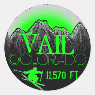 Vail Colorado, grüne Skitouren Runder Aufkleber