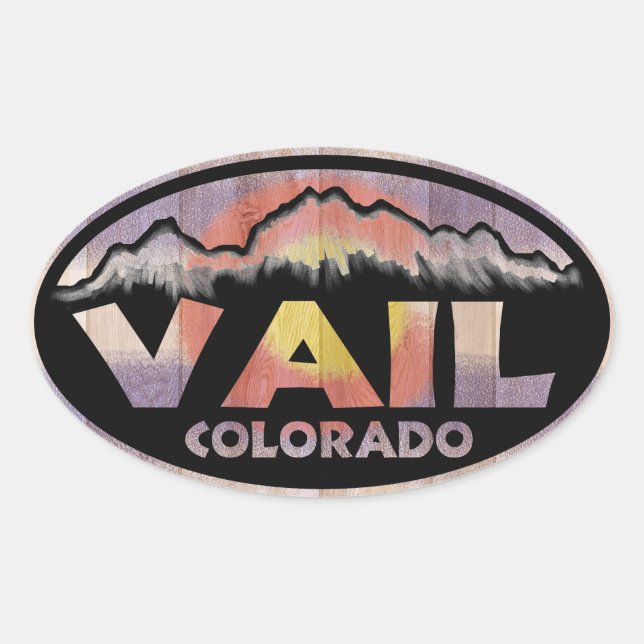 Vail Colorado Holzflagge ovale Aufkleber (Vorderseite)