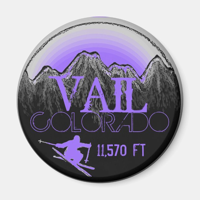 Vail Colorado lila Skibergmagnet Magnet (Vorne)