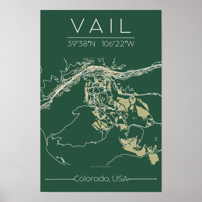 Vail Colorado Map Poster Mountain Edition Minimal (Vorne)