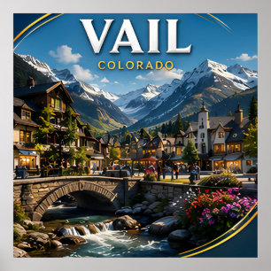 Vail Colorado Mountain Village Scenic Poster