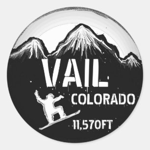 Vail Colorado noir blanc snowboard autocollants