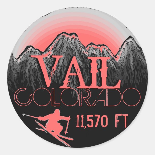 Vail Colorado Rosa Bergaufkleber Runder Aufkleber (Vorderseite)