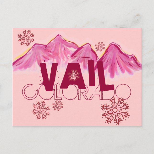 Vail Colorado Rosa thematischer Berg Postkarte (Vorderseite)