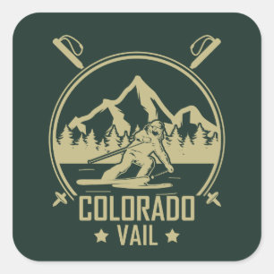 Vail Colorado Ski Quadratischer Aufkleber