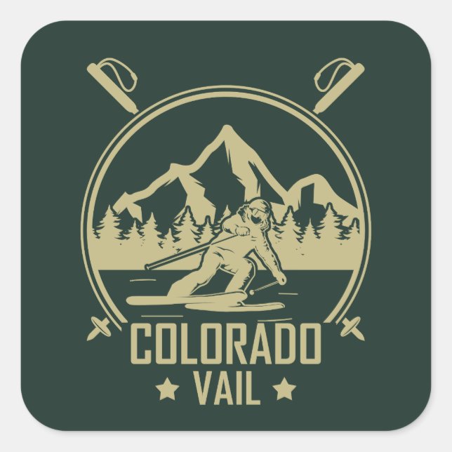 Vail Colorado Ski Quadratischer Aufkleber (Vorderseite)