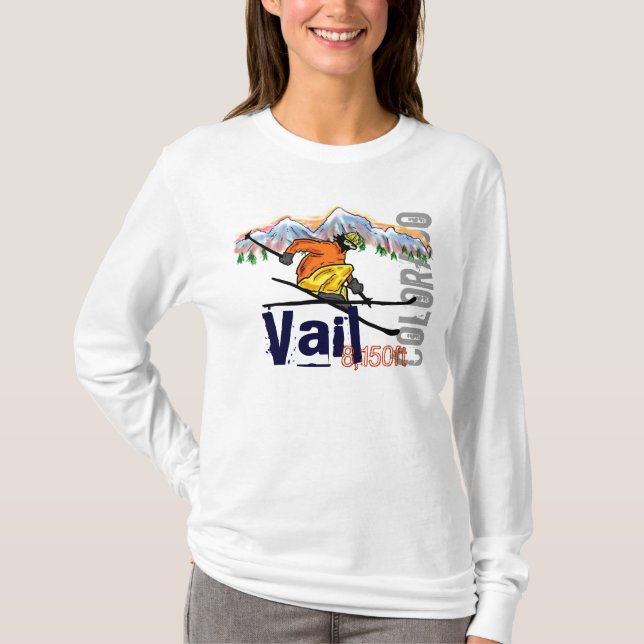 Vail Colorado Skihöhe Ladys hoodie T-Shirt (Vorderseite)
