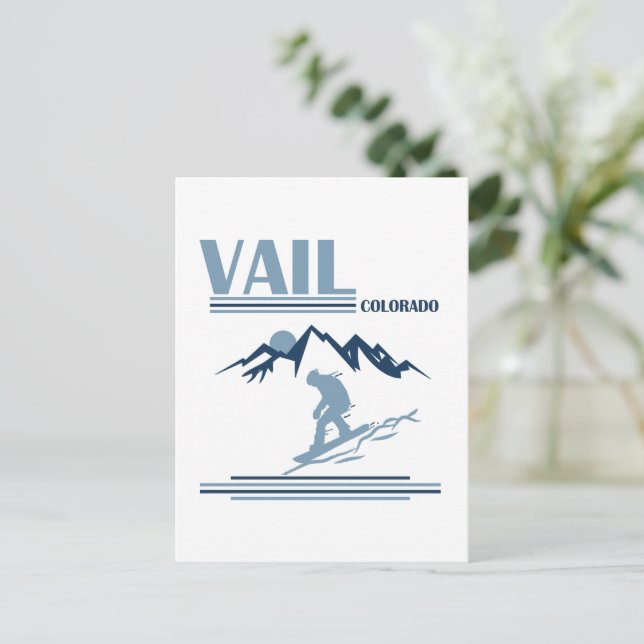 Vail Colorado Snowboarden Postkarte (Stehend Vorderseite)