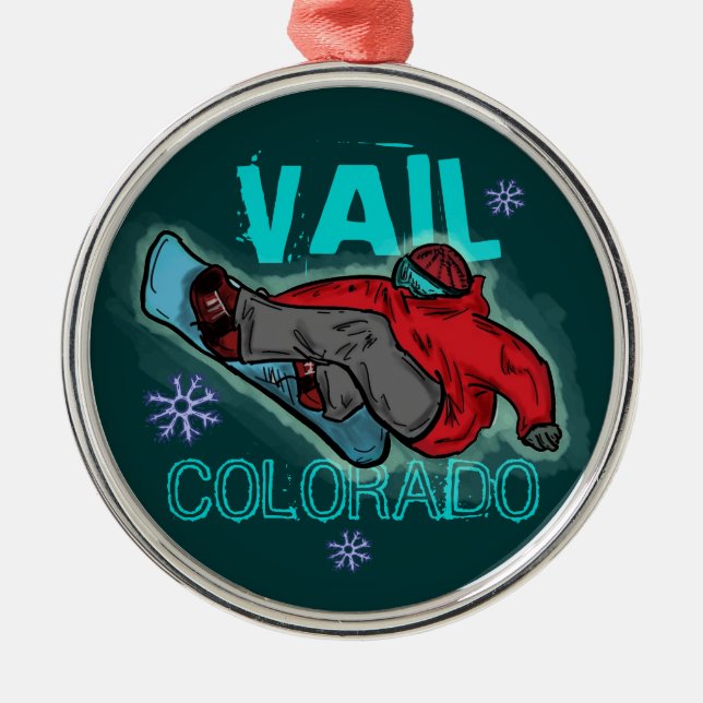 Vail Colorado Snowboarderverzierung Silbernes Ornament (Vorne)