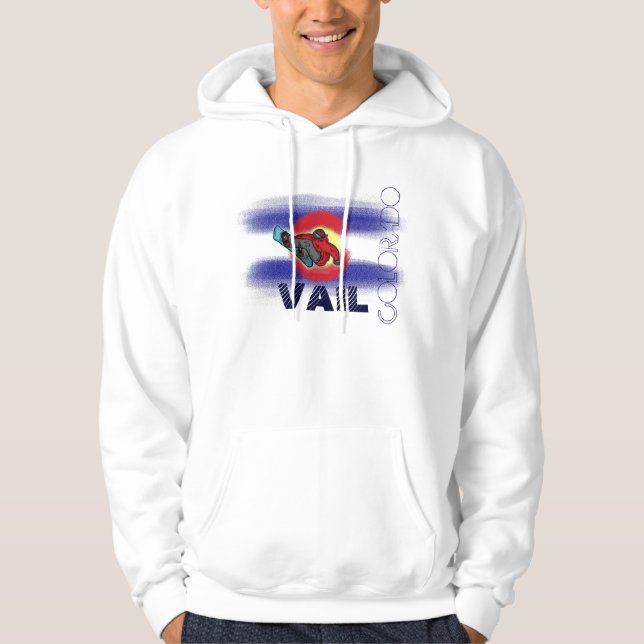 Vail Colorado Staatsflagge Snowboarder Hoodie (Vorderseite)