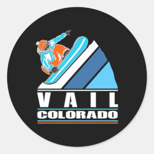 Vail Colorado - Vintager Snowboarder Runder Aufkleber