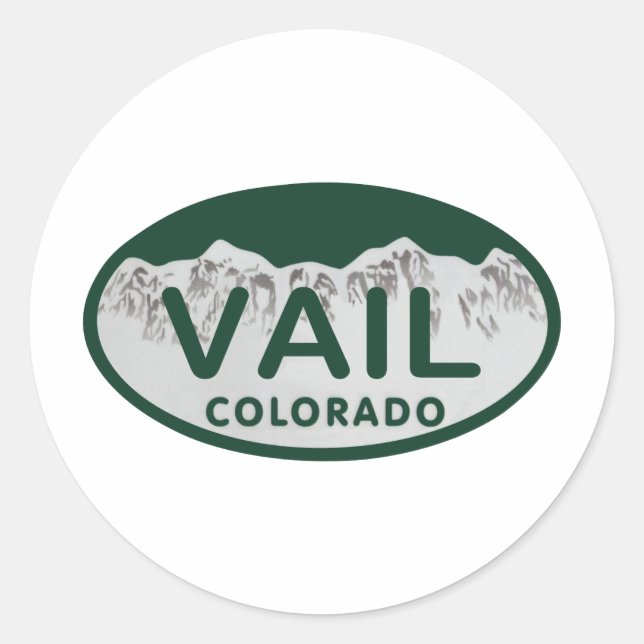 Vail Licence Oval Runder Aufkleber (Vorderseite)