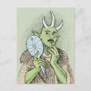 Vain Ogre mit Hand Mirror Postkarte