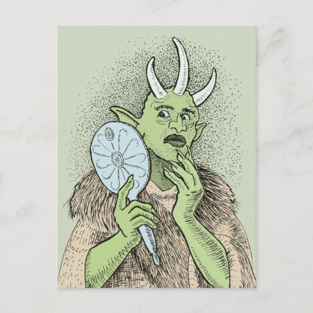 Vain Ogre mit Hand Mirror Postkarte (Vorderseite)