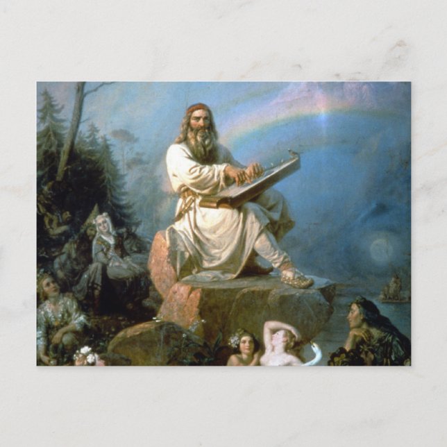 Vainamoinen & Kantele Kalevala Mythologie Postkarte (Vorderseite)