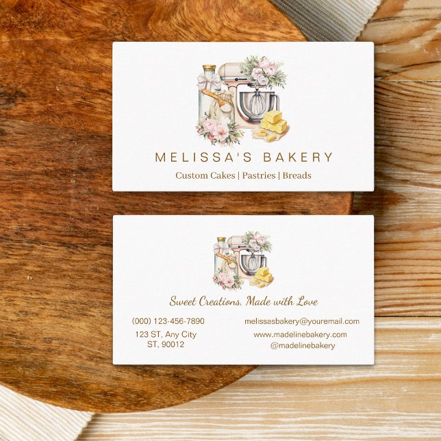 Vainilla Floral Bakery Mixer Kochen Zutaten Visitenkarte (Von Creator hochgeladen)