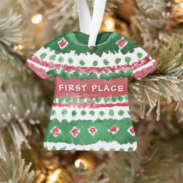 Vainqueur de Noël moche Aquarelle rouge verte (Arbre)