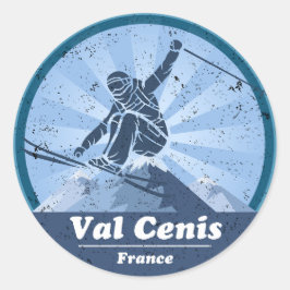 Val Cenis Skistation - Skier Runder Aufkleber