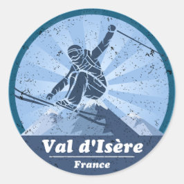 Val d’Isère Station de Ski - Skier Runder Aufkleber