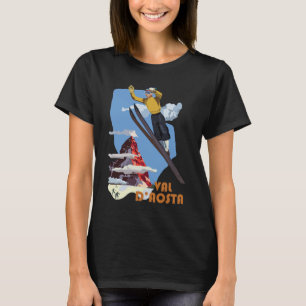 Val d'Aosta Italie T-Shirt Ski Voyage Rétro