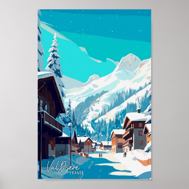 Val Disere France Art Vintage Reise Poster (Vorne)