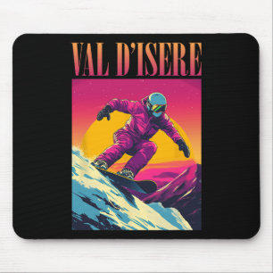 Val D'isere France Retro Snowboard Mousepad