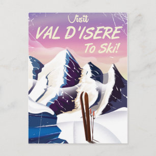 Val-d'Isère Ski Vintage-Reiseposter Postkarte