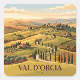 Val d'Orcia Pienza Italien Quadratischer Aufkleber