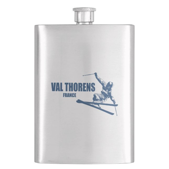 Val Thorens France Skier Flachmann (Vorderseite)