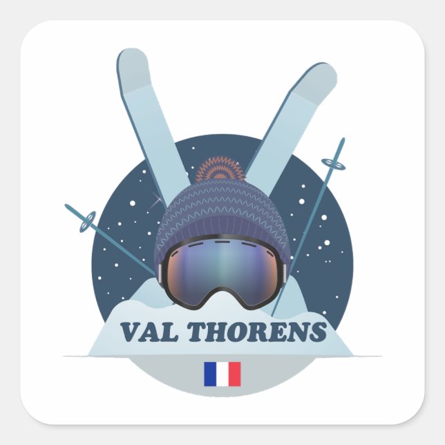 Val Thorens Skistation Quadratischer Aufkleber (Vorderseite)