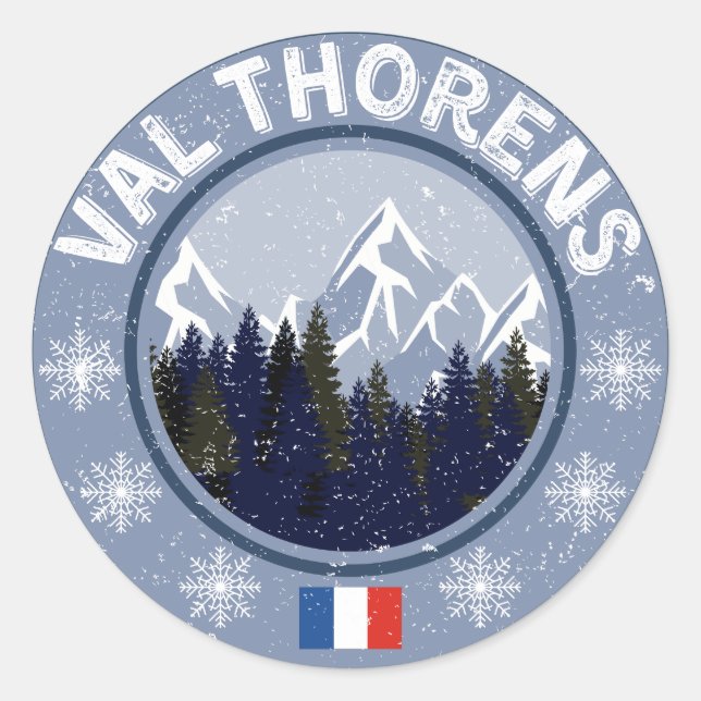 Val Thorens Skistation Runder Aufkleber (Vorderseite)
