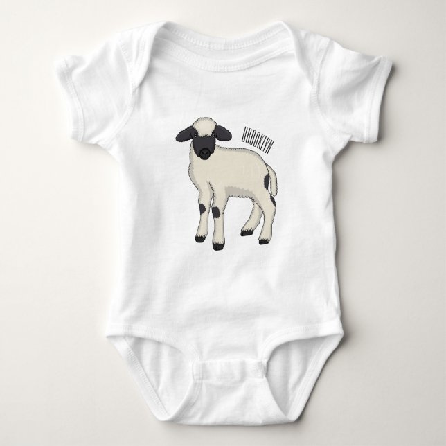 Valais Blacknose sheep cartoon illustration Baby Strampler (Vorderseite)