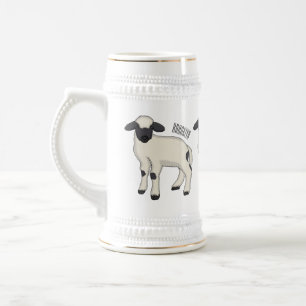 Valais Blacknose sheep cartoon illustration Bierglas