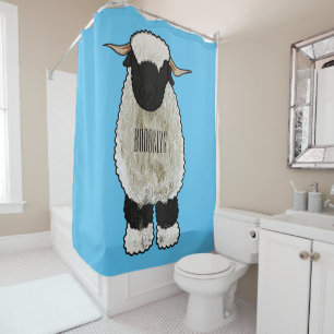 Valais Blacknose sheep cartoon illustration Duschvorhang