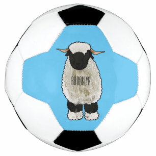 Valais Blacknose sheep cartoon illustration Fußball