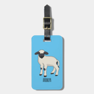 Valais Blacknose sheep cartoon illustration Gepäckanhänger