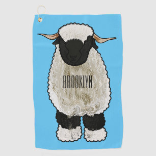 Valais Blacknose sheep cartoon illustration Golfhandtuch