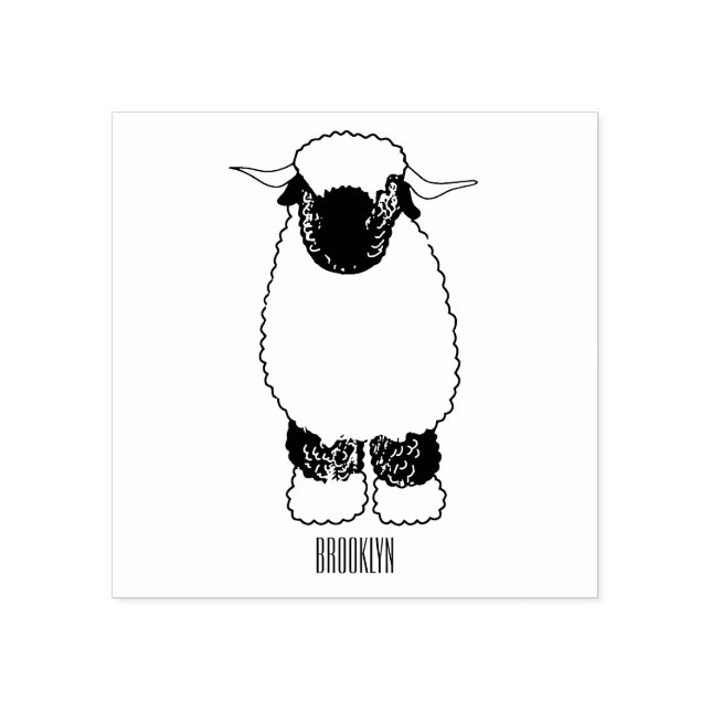 Valais Blacknose sheep cartoon illustration Gummistempel (Prägung)