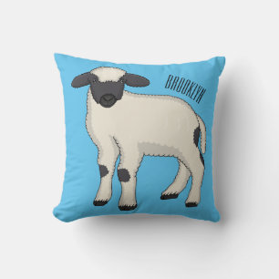 Valais Blacknose sheep cartoon illustration Kissen