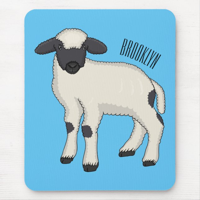 Valais Blacknose sheep cartoon illustration Mousepad (Vorne)